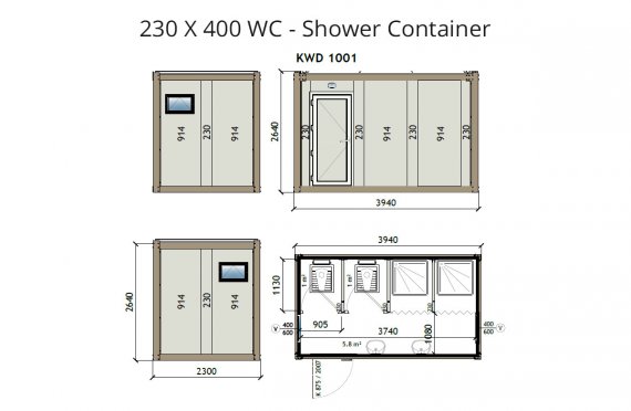 KW4 230X400 WC - Konteiner Dushi