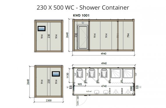 KW6 230X500 WC - Konteiner Dushi