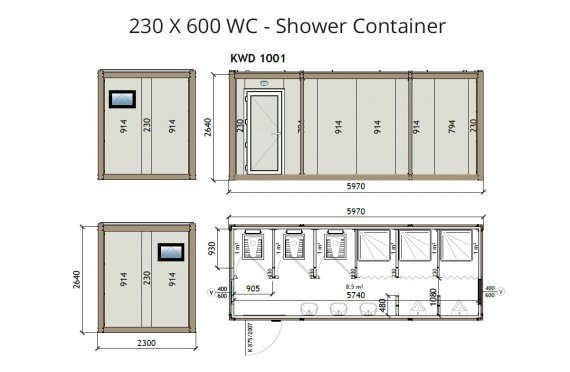 KW6 230X600 WC - Konteiner Dushi