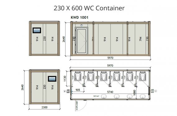 Konteiner Wc KW6 230x600